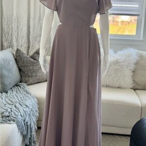 Lulu's Purple Flutter Sleeve Maxi Gown